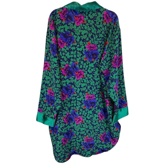 80s Floral Double Breasted (Tuxedo) Nightshirt Victoria's Secret Gold Label  M - Picture 2 of 9